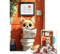 Puzzle per ragazzi da 1000 pezzi cane che legge il giornale sul water Sfida educativa decorazione per la casa gioco educativo per ragazzi dai 14 anni in su 50x75cm