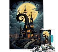 Puzzle per ragazzi da 1000 pezzi casa spettrale puzzle di Halloween da 1000 pezzi giocattolo decorativo per la casa analisi e logica compleanno (38x52cm)