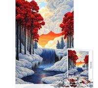 Puzzle per ragazzi da 1000 pezzi Cascata cremisi al crepuscolo gioco divertente decorazione per la casa giocattolo educativo regalo di compleanno regalo di viaggio (38x52cm)