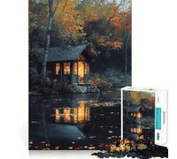 Puzzle per ragazzi da 1000 pezzi,casetta autunnale sul lago,con incastri fluidi,divertente,gioco stimolante per la mente,rilassante,regalo di compleanno (38x26cm)