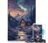 Puzzle per ragazzi da 1000 pezzi Casetta in montagna innevata,bordo perfetto,divertente gioco di logica,regalo,accogliente e divertente,decorazione natalizia da parete (38x52cm)