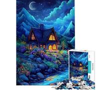 Puzzle per ragazzi da 1000 pezzi "Casetta incantata di notte": un gioco pratico divertente e umoristico ideale come regalo antistress (dimensioni 38x52cm)