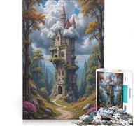 Puzzle per ragazzi da 1000 pezzi: Castello fantastico nella foresta con nuvole, gioco rompicapo, interazione genitore-figlio, regalo di compleanno, regalo 38x52cm