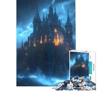 Puzzle per ragazzi da 1000 pezzi Castello oscuro nella tempesta sfida per l'intelligenza giocattolo avvincente gioco per famiglie antistress regalo divertente (dimensioni 38x26cm)