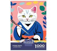 `Puzzle Per Ragazzi Da 1000 Pezzi Cat Sushi Master Puzzle Per Adulti Giochi Rilassanti Analisi E Logica Giochi Stimolanti Regali 52x38cm/1000pcs
