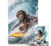 Puzzle per ragazzi da 1000 pezzi "Caught in the Perfect Wave", gioco interattivo, ideale per passare il tempo durante le vacanze, con poster e foglio di curiosità abbinati 38x52cm