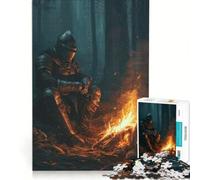 Puzzle per ragazzi da 1000 pezzi: Cavaliere che si riposa al falò gioco educativo per divertimento in famiglia regalo di compleanno regalo di viaggio 38x26cm