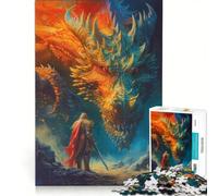 Puzzle per ragazzi da 1000 pezzi: Cavaliere contro Drago antistress sfida impegnativa rafforza l'amore tra le coppie 50x75cm