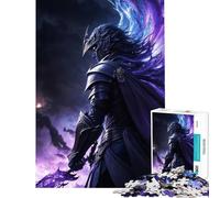 Puzzle per ragazzi da 1000 pezzi: Cavaliere fantasy oscuro con spada viola mistica e aura Puzzle da 1000 pezzi giocattolo educativo sfida impegnativa bellissimo design (38x52cm)