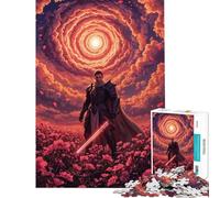 Puzzle per ragazzi da 1000 pezzi: Cavaliere in un campo di fiori con spada Puzzle per adulti gioco pratico regalo per donne ideale per tutta la famiglia (dimensioni 38x52cm)