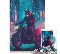 Puzzle per ragazzi da 1000 pezzi: Cavaliere Lupo nella Città al Neon Gioco Impossibile Sfida Difficile Compleanno e altre occasioni 38x52cm