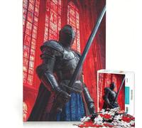 Puzzle per ragazzi da 1000 pezzi: Cavaliere nella cattedrale rossa giocattolo educativo migliora la memoria con poster abbinato e foglio di curiosità 50x75cm