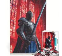 Puzzle per ragazzi da 1000 pezzi: Cavaliere nella cattedrale rossa gioco educativo difficile collezione d'artista belle arti 38x26cm