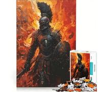 Puzzle per ragazzi da 1000 pezzi, Cavaliere Oscuro tra le Fiamme, gioco educativo, decorazione da parete, compleanno e Natale 50x75cm