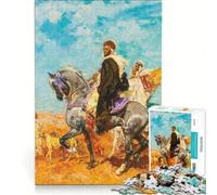 Puzzle per ragazzi da 1000 pezzi "Cavalieri arabi nel deserto" di Henri Émilien Rousseau, gioco educativo, migliora la memoria, gioco stimolante, idea regalo 38x26cm
