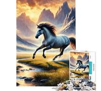 Puzzle per ragazzi da 1000 pezzi Cavallo che corre tra le montagne puzzle da 1000 pezzi giocattolo educativo antistress regalo di compleanno e unico (38x26cm)