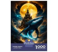 Puzzle Per Ragazzi Da 1000 Pezzi Celestial Whale & Moonlit Fantasy Citadel - Surreal Cosmic Ocean Artwork Puzzle Giochi Rilassanti Difficili Divertenti Attività A Casa, 38x26cm/1000pcs