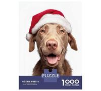 Puzzle Per Ragazzi Da 1000 Pezzi Chesapeake Bay Retriever Dog with Santa Hat Puzzle Giochi Rilassanti Difficili Divertenti Attività A Casa, 52x38cm/1000pcs