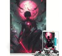 Puzzle per ragazzi da 1000 pezzi chiaro di luna rosso samurai giapponesi giochi per famiglie decorazione perfetta collezione d'artista belle arti 38x26cm