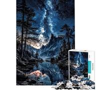 Puzzle per ragazzi da 1000 pezzi cielo notturno sopra un lago di montagna Puzzle per ragazzi con schema di assemblaggio Ogni pezzo è unico compleanni e occasioni speciali 50x75cm