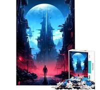 Puzzle per ragazzi da 1000 pezzi città cibernetica futuristica divertimento a casa attività analisi e logica giocattolo antistress per ragazzi dai 14 anni in su 38x52cm