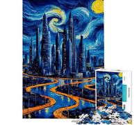 Puzzle per ragazzi da 1000 pezzi "Città della Notte" con stelle Puzzle per adulti divertenti giochi antistress regali di Natale e compleanno (dimensioni 38x26cm)