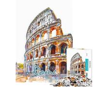 Puzzle per ragazzi da 1000 pezzi città di Roma acquerello puzzle per ragazzi gioco pratico attività divertenti per passare il tempo a casa (dimensioni 50x75cm)