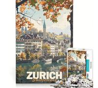 Puzzle per ragazzi da 1000 pezzi città di Zurigo stile minimalista gioco pratico rilassante e stimolante per la mente regalo di compleanno regalo 38x26cm