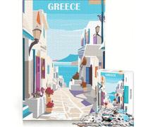 Puzzle per ragazzi da 1000 pezzi, città greca in stile pop art, giocattolo fai-da-te, stimola la memoria, con poster e foglio di curiosità abbinati 38x26cm