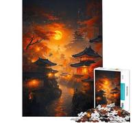 Puzzle per ragazzi da 1000 pezzi città notturna tranquilla difficile e stimolante analisi e logica giocattolo decorativo per la casa per ragazzi dai 14 anni in su (38x52cm)