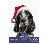 Puzzle Per Ragazzi Da 1000 Pezzi Cocker Spaniel Dog with Santa Hat Puzzle Giocattolo Decorazione Da Parete Corsa Di Velocità Manuale Offerta Come Regalo Per Tutta La Famiglia 38x26cm/1000pcs