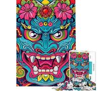 Puzzle per ragazzi da 1000 pezzi colorato con maschera Oni giapponese demoniaca Puzzle per adulti divertente gioco per migliorare la memoria compleanno e Natale (dimensioni 50x75cm)