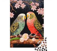 Puzzle Per Ragazzi Da 1000 Pezzi Colorful Parrots with Flowers-1 Puzzle Giochi Rilassanti Difficili Divertenti Attività A Casa, 38x26cm/1000pcs