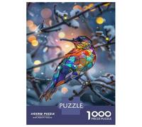 `Puzzle Per Ragazzi Da 1000 Pezzi Colorful Stained Glass Bird Art Puzzle Per Adulti Giochi Rilassanti Analisi E Logica Giochi Stimolanti Regali 38x26cm/1000pcs