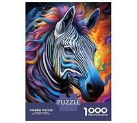 `Puzzle Per Ragazzi Da 1000 Pezzi Colorful Zebra Art Print-2 Puzzle Per Adulti Giochi Rilassanti Analisi E Logica Giochi Stimolanti Regali 52x38cm/1000pcs
