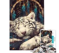 Puzzle per ragazzi da 1000 pezzi con acchiappasogni raffigurante la tigre bianca addormentata ideale per compleanni e Natale Gioco impegnativo e stimolante adatto a ragazzi dai 14 anni in su (38x52cm)