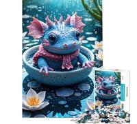 Puzzle per ragazzi da 1000 pezzi con adorabile axolotl blu ideale per compleanni e Natale per rafforzare i ricordi Giocattolo decorativo da parete adatto a persone dai 14 anni in su (38x26cm)
