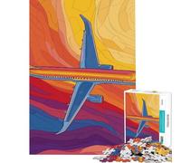 Puzzle per ragazzi da 1000 pezzi con aereo tramonto volo gioco rilassante gioco intellettuale regalo per donne e uomini un'opera d'arte (dimensioni 50x75cm)