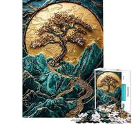 Puzzle per ragazzi da 1000 pezzi con alberi dorati e montagne Puzzle per adulti gioco pratico un'opera d'arte per l'interazione genitore-figlio (dimensioni 50x75cm)