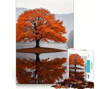 Puzzle per ragazzi da 1000 pezzi con albero autunnale e riflesso nel lago,ideale per attività creative e rilassanti,perfetto come regalo di compleanno (38x52cm)