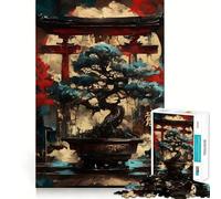 Puzzle per ragazzi da 1000 pezzi con albero bonsai e cancello torii,disegno dai bordi precisi,gioco di concentrazione,regalo,gioco rilassante,scena natalizia 38x52cm