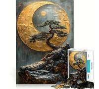 Puzzle per ragazzi da 1000 pezzi con albero bonsai e luna,paesaggio giapponese,disegno dai bordi precisi,gioco di concentrazione,regalo,gioco rilassante,scena natalizia 50x75cm