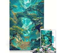 Puzzle per ragazzi da 1000 pezzi con albero della foresta mistica gioco fai-da-te stimola la memoria con poster e foglio di curiosità abbinati 50x75cm