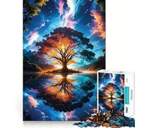 Puzzle per ragazzi da 1000 pezzi con albero, paesaggio fantastico, bordi perfetti, divertente gioco di logica, regalo, momento accogliente e divertente, decorazione natalizia da parete (50x75cm)