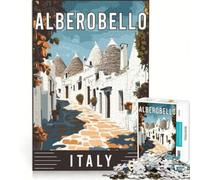Puzzle per ragazzi da 1000 pezzi con Alberobello in Italia, gioco rilassante, decorazione per la casa, adatto per la scrivania 38x26cm