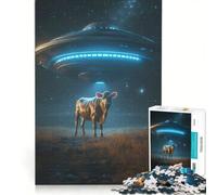 Puzzle per ragazzi da 1000 pezzi con alieno, UFO e cielo notturno, giochi per famiglie, assemblaggio di modelli, per rafforzare l'amore tra le coppie 50x75cm