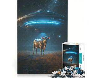 Puzzle per ragazzi da 1000 pezzi con alieno, UFO e cielo notturno, giochi per famiglie, assemblaggio di modelli, per rafforzare l'amore tra le coppie 50x75cm