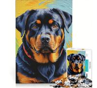Puzzle per ragazzi da 1000 pezzi con allegri Rottweiler, gioco pratico, per divertimento in famiglia, ideale come regalo per tutta la famiglia 50x75cm