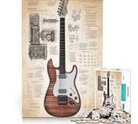 Puzzle per ragazzi da 1000 pezzi con anatomia di chitarra elettrica, gioco interattivo, divertimento per tutta la famiglia, compleanno e Natale 38x52cm