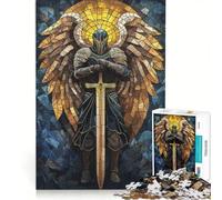 Puzzle per ragazzi da 1000 pezzi con angelo e cavaliere in vetro colorato antistress gioco di velocità manuale per rafforzare l'amore tra le coppie 50x75cm